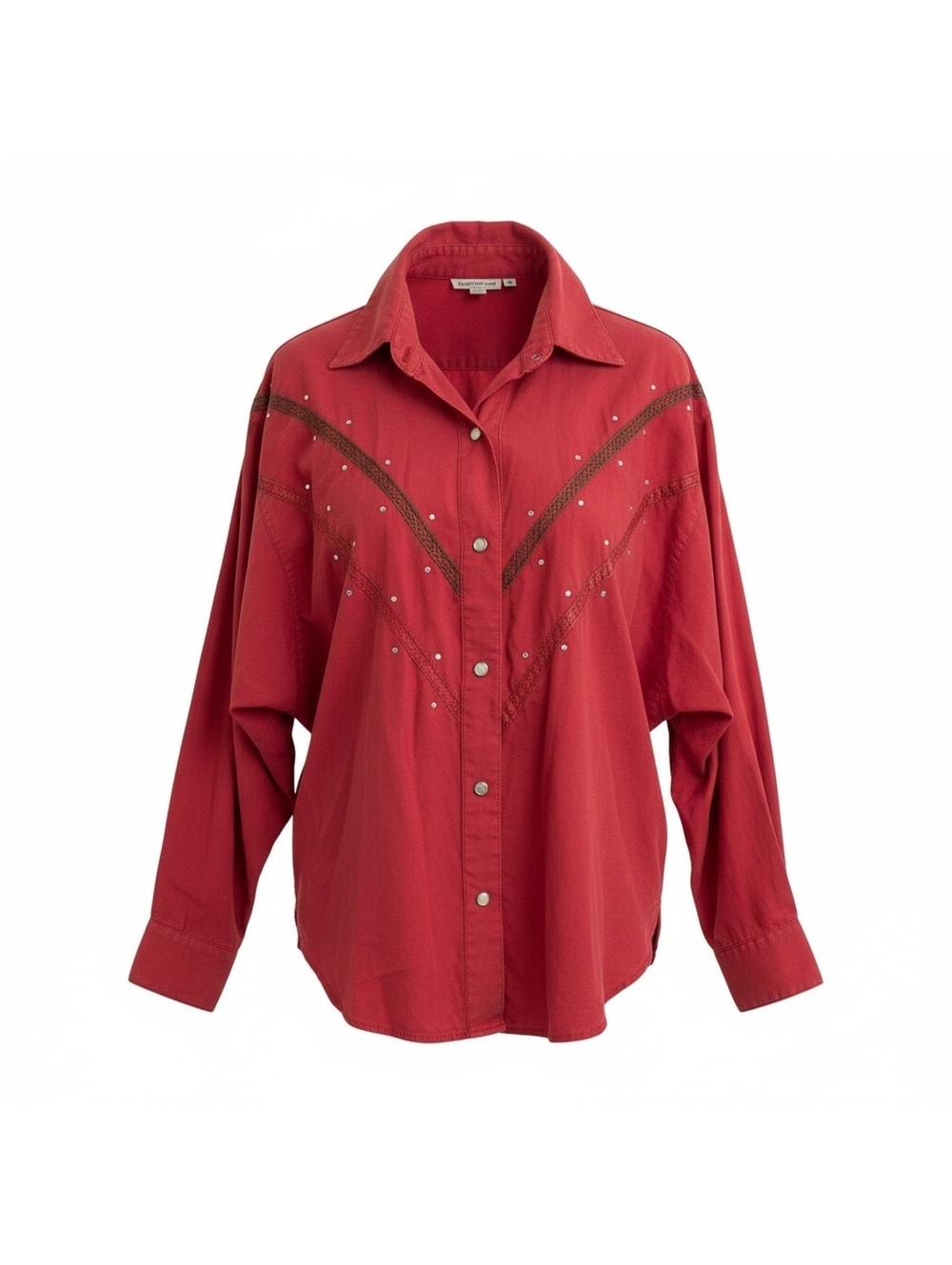 Vintage IIF Red Western Rhinestone Button-Front Shirt